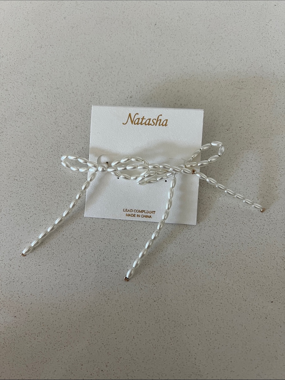 Natasha Couture Pearl Bow Hair Pin in White